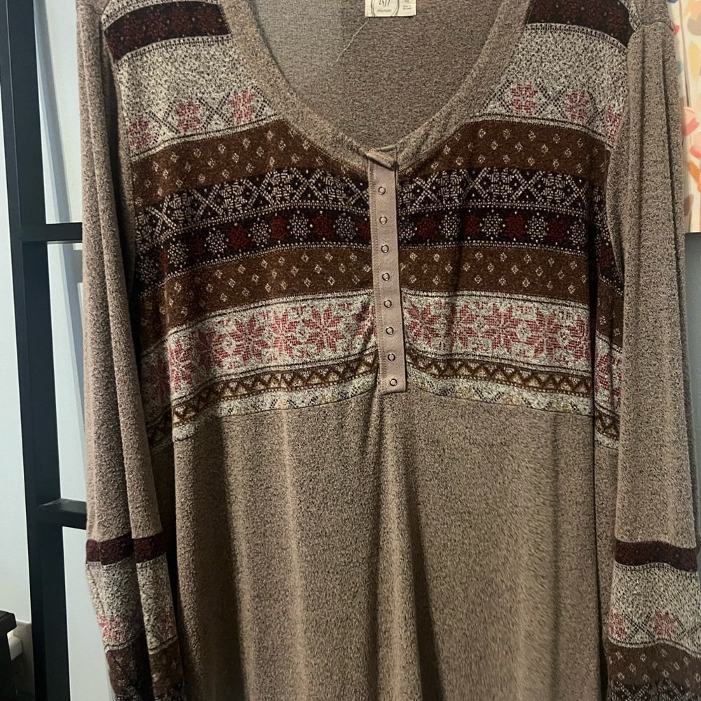 Women's Brown Patterned Sweater